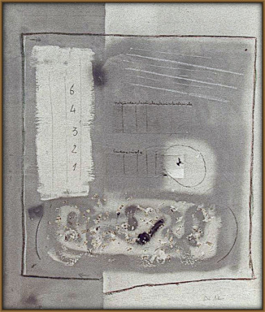 Bandiera più sola, 1983, collage smalti e matita su tela, cm 80x60